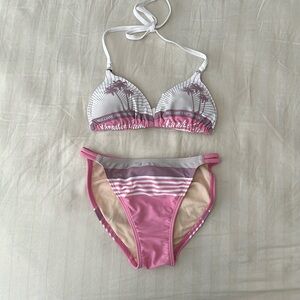 Moussy Pink and White Bikini Set